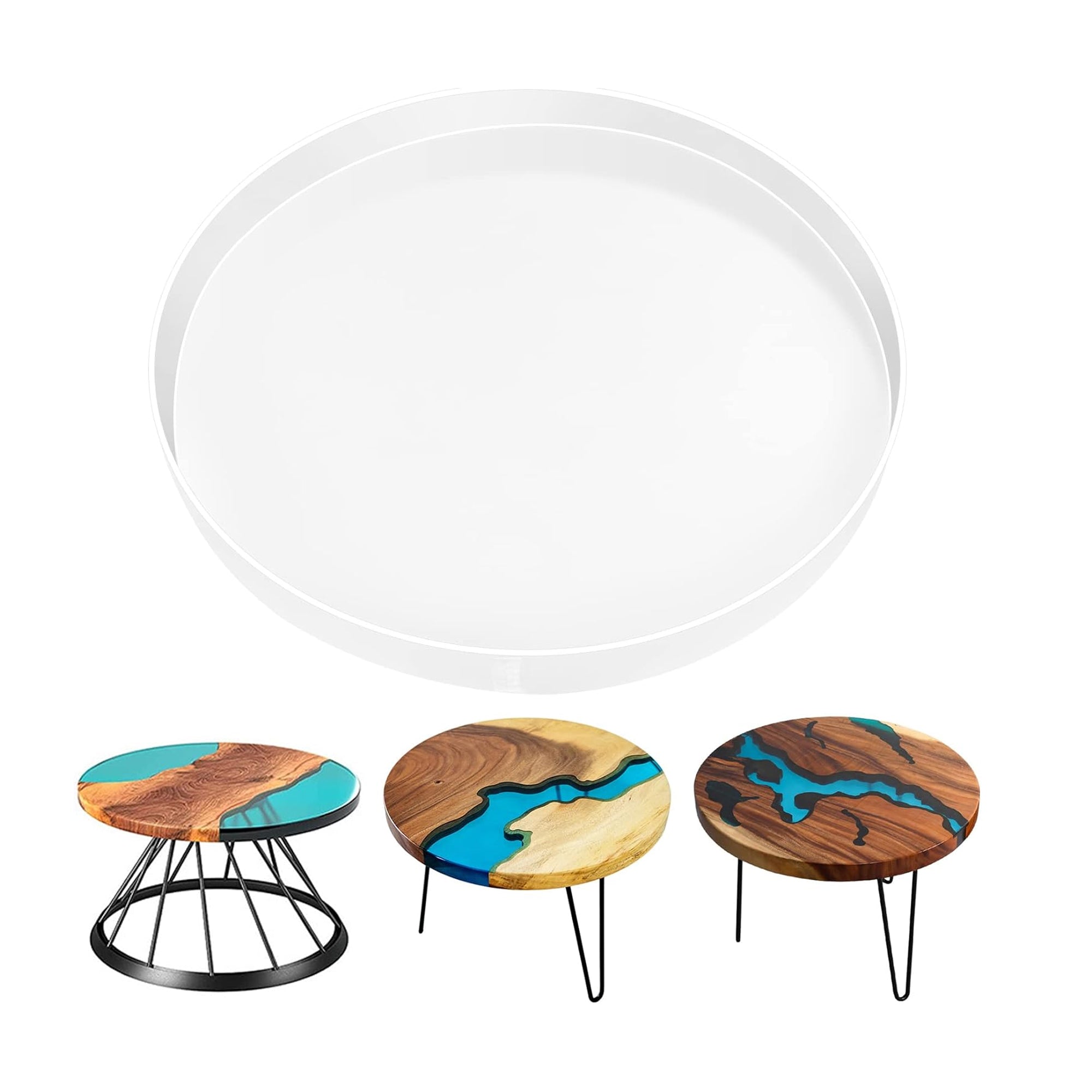 Woodberg - قالب سيليكون دائري لصنع طاولات الريزن حجم كبير 50 سم - سماكة 3 سم