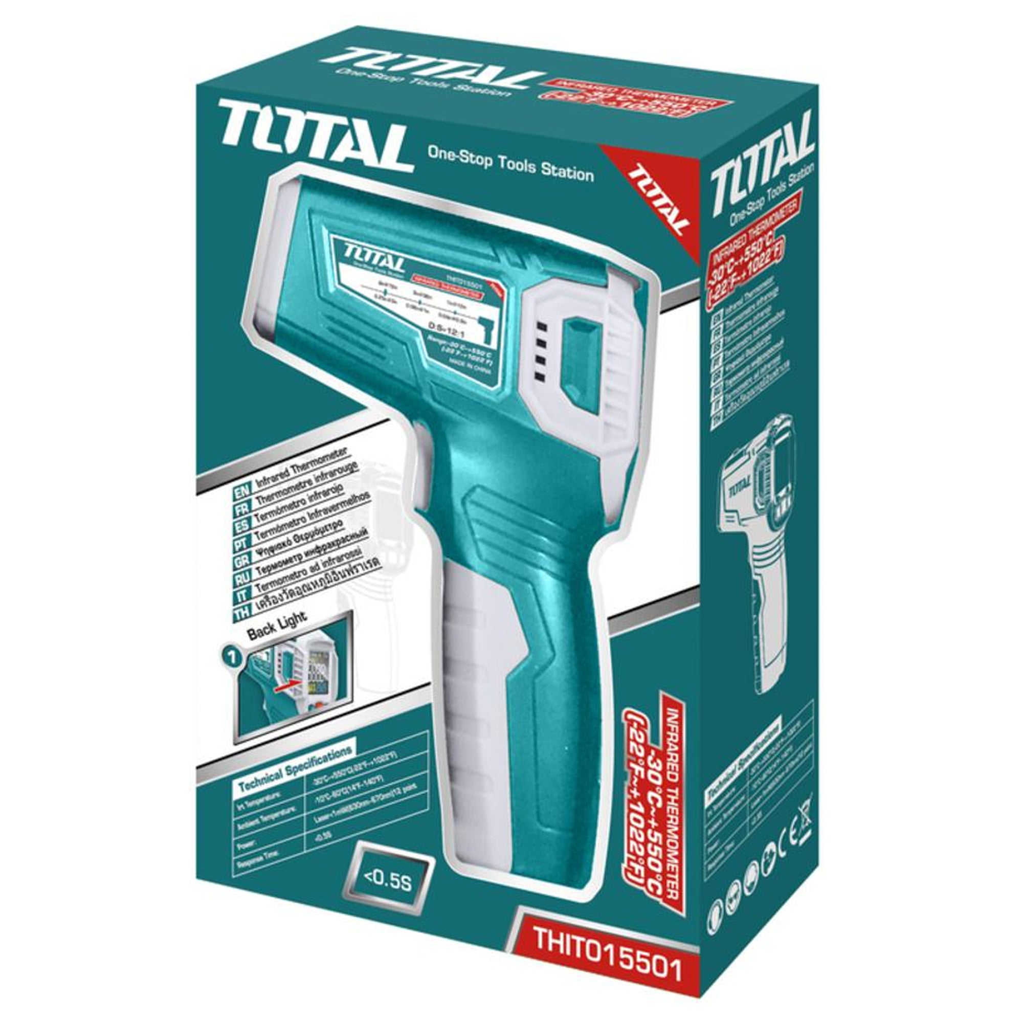 Woodberg - ميزان قياس حرارة ليزر مع شاشة ديجيتال Total Tools
