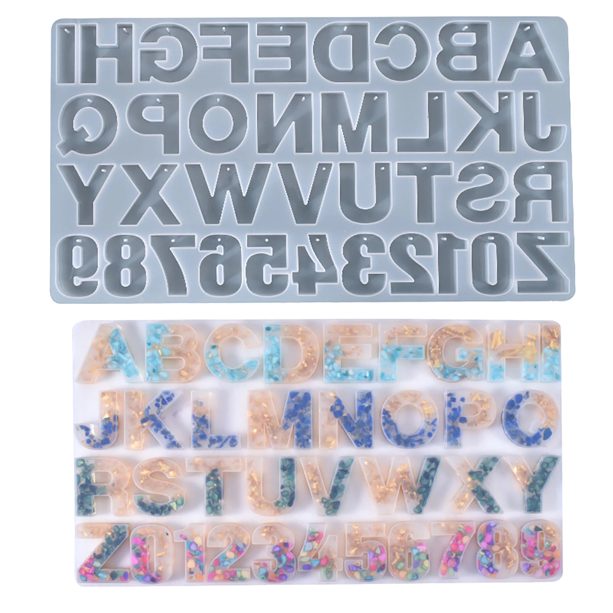 Woodberg - قالب سيليكون احرف كبير للايبوكسي ريزن مع فتحة للحروف