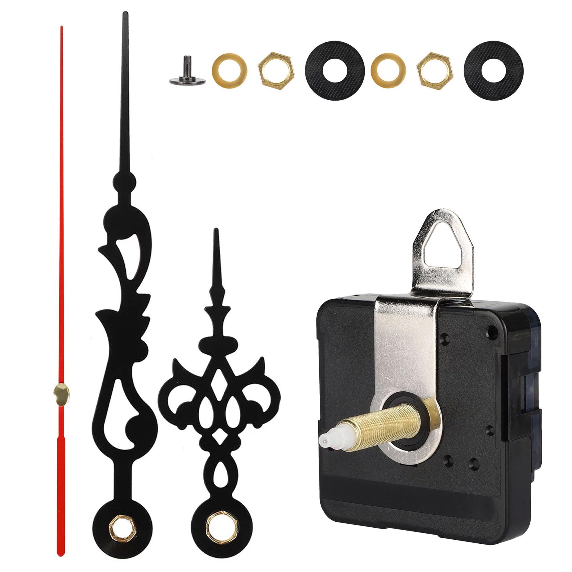 Woodberg - باكيج آلية الساعة أصلي (مُحرك الساعة + عقارب الساعة) شكل مزخرف لساعات حجم 30-45 سم