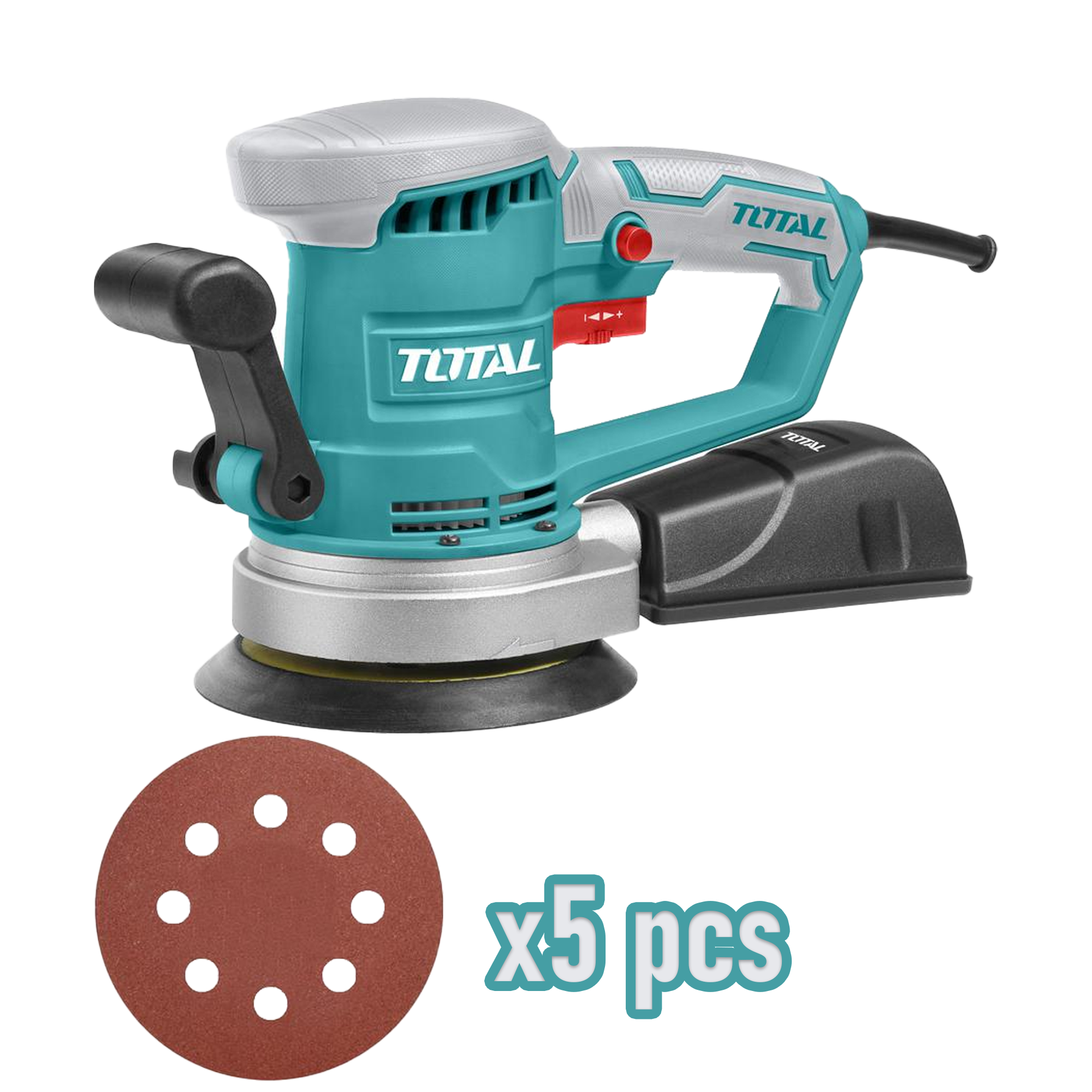 Woodberg - جهاز حف و صنفرة و تنعيم سلكي حجم كبير من شركة توتال + 5 اوراق حف