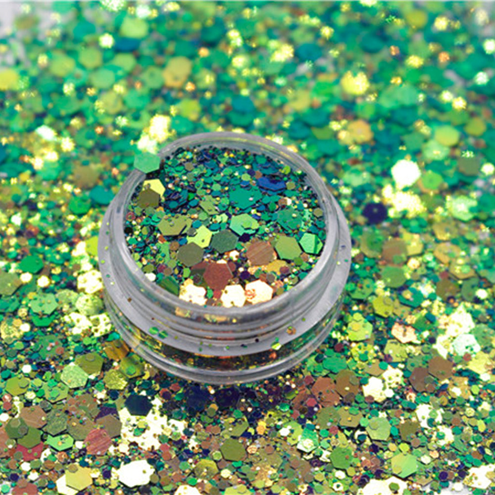غليتر برق خشن و ناعم شيمر لون ازرق اخضر للاظافر و الايبوكسي ريزن و الفن - Woodberg