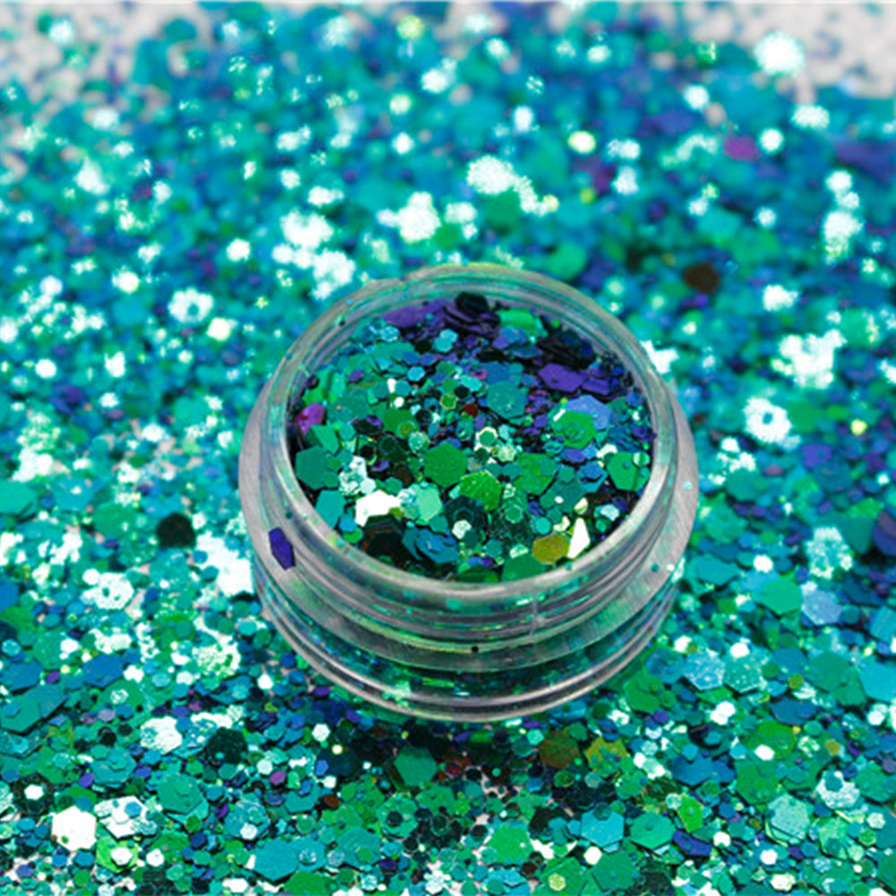 برق غليتر لون تركواز جليتر خشن و ناعم جنزاري للصالونات و المكياج و الريزن - Woodberg