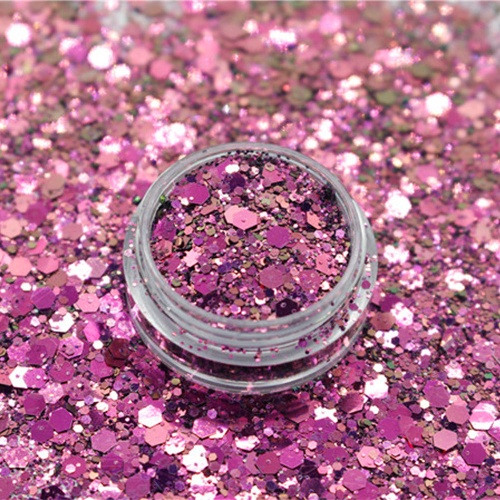 برق جليتر شيمر خشن و ناعم لميع مخلوط زهري وردي اخضر للريزن و فن الاظافر - Woodberg