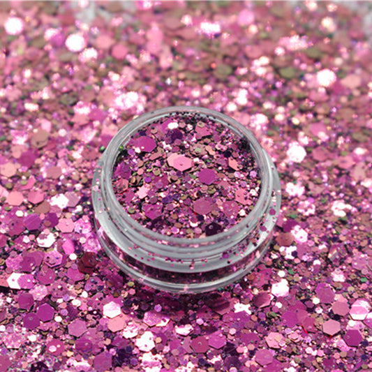 برق جليتر شيمر خشن و ناعم لميع مخلوط زهري وردي اخضر للريزن و فن الاظافر - Woodberg