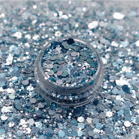 جليتر برق خشن و ناعم شيمر لون ازرق ثلجي للاظافر و الايبوكسي ريزن و الفن - Woodberg