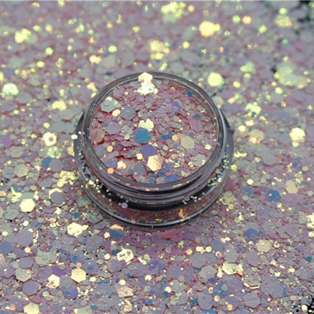 برق جليتر شيمر خشن و ناعم لميع مخلوط وردي لؤلؤي للريزن و فن الاظافر - Woodberg