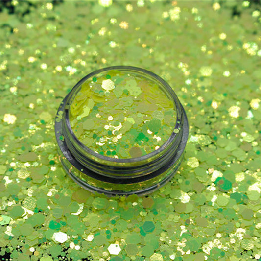 برق جليتر شيمر خشن و ناعم لميع مخلوط اصفر ليموني للريزن و فن الاظافر - Woodberg