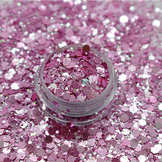 برق جليتر شيمر خشن و ناعم لميع مخلوط لون زهري ثلجي للريزن و فن الاظافر - Woodberg