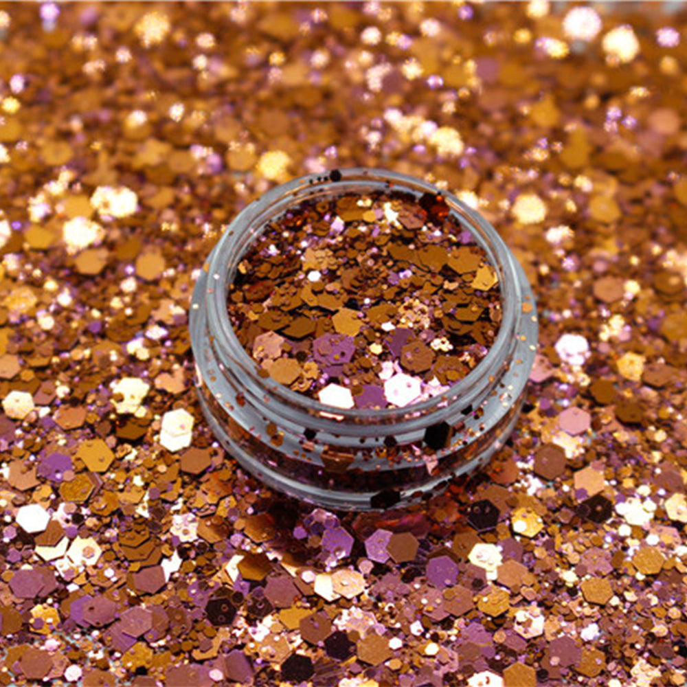 برق جليتر شيمر خشن و ناعم لميع مخلوط لون برونزي لؤلؤي للريزن و فن الاظافر - Woodberg