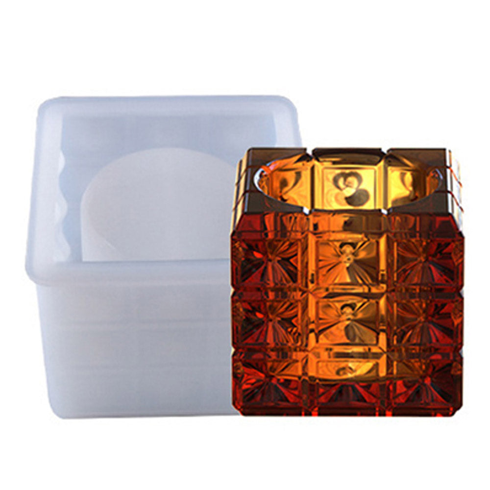 قالب سيليكون حامل شمع أو متكة شكل مكعب - Woodberg