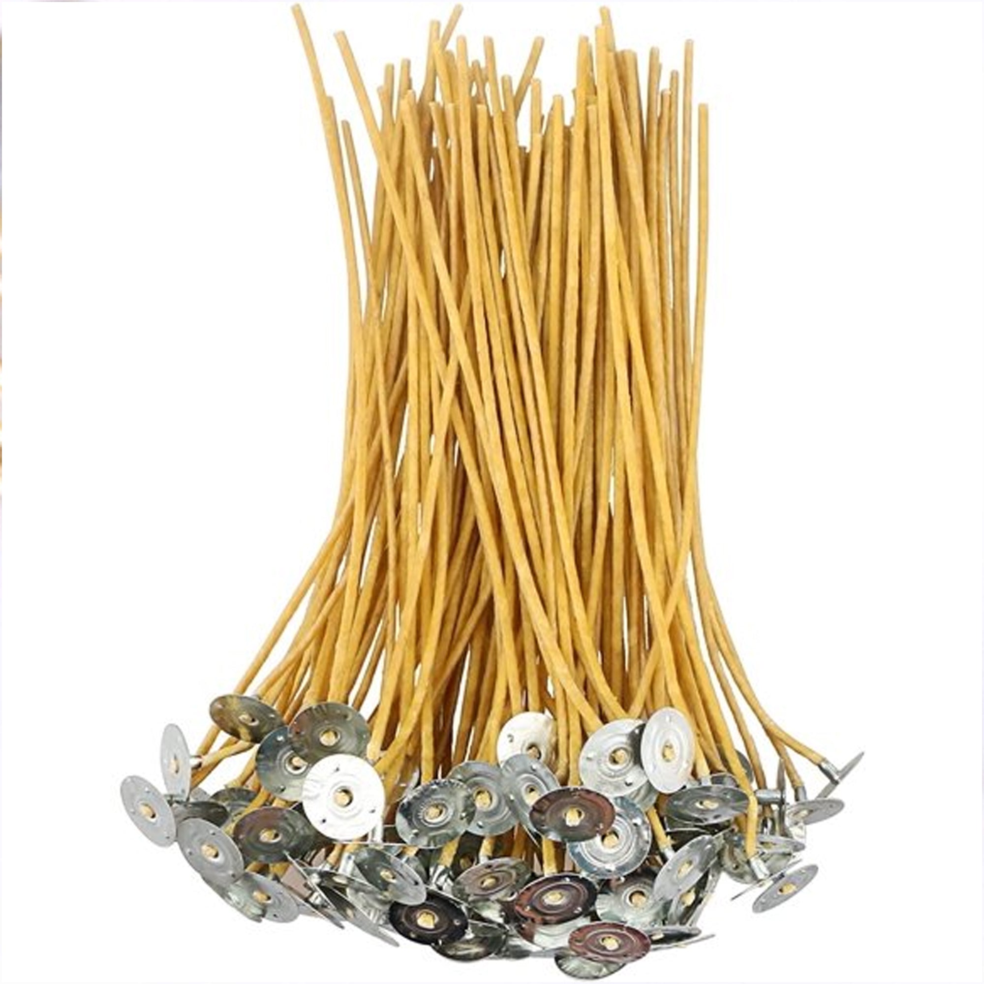 Woodberg - كيس فتايل طبيعية للشمع 10حبات مُغطية بشمع النحل مع قواعد طول 15 سم سماكة رفيعة