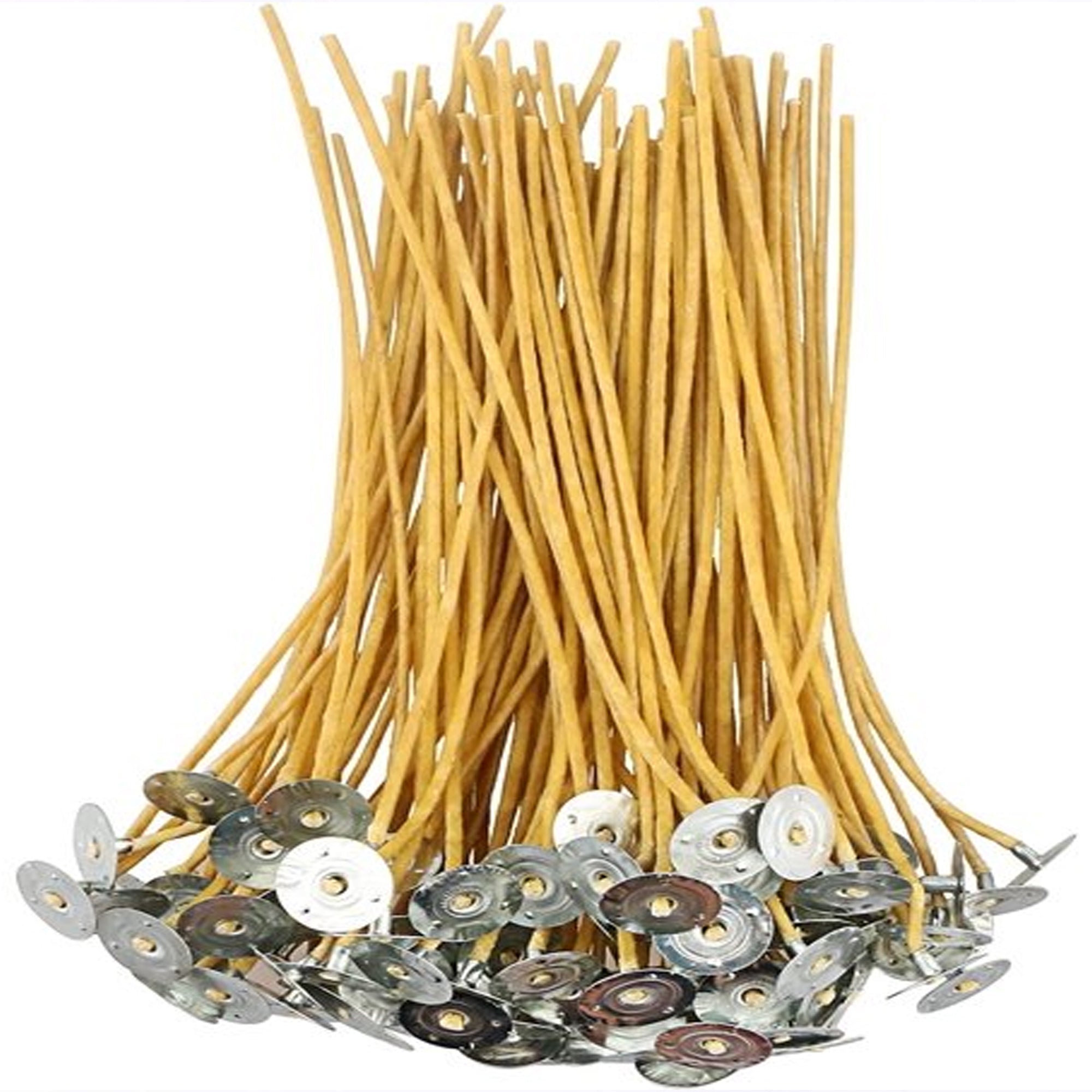 Woodberg - كيس فتايل طبيعية للشمع 10حبات مُغطية بشمع النحل مع قواعد طول 15 سم سماكة خميلة