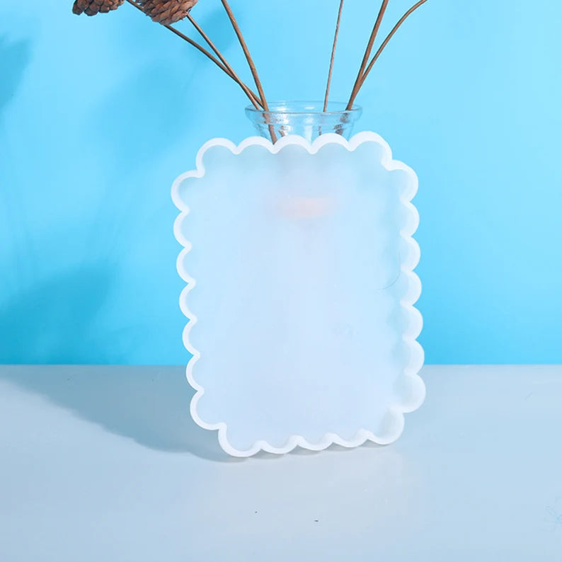 Woodberg - قالب سيليكون مستطيل حجم 19 * 14 سم مموج للتوزيعات و الأفراح و الصور