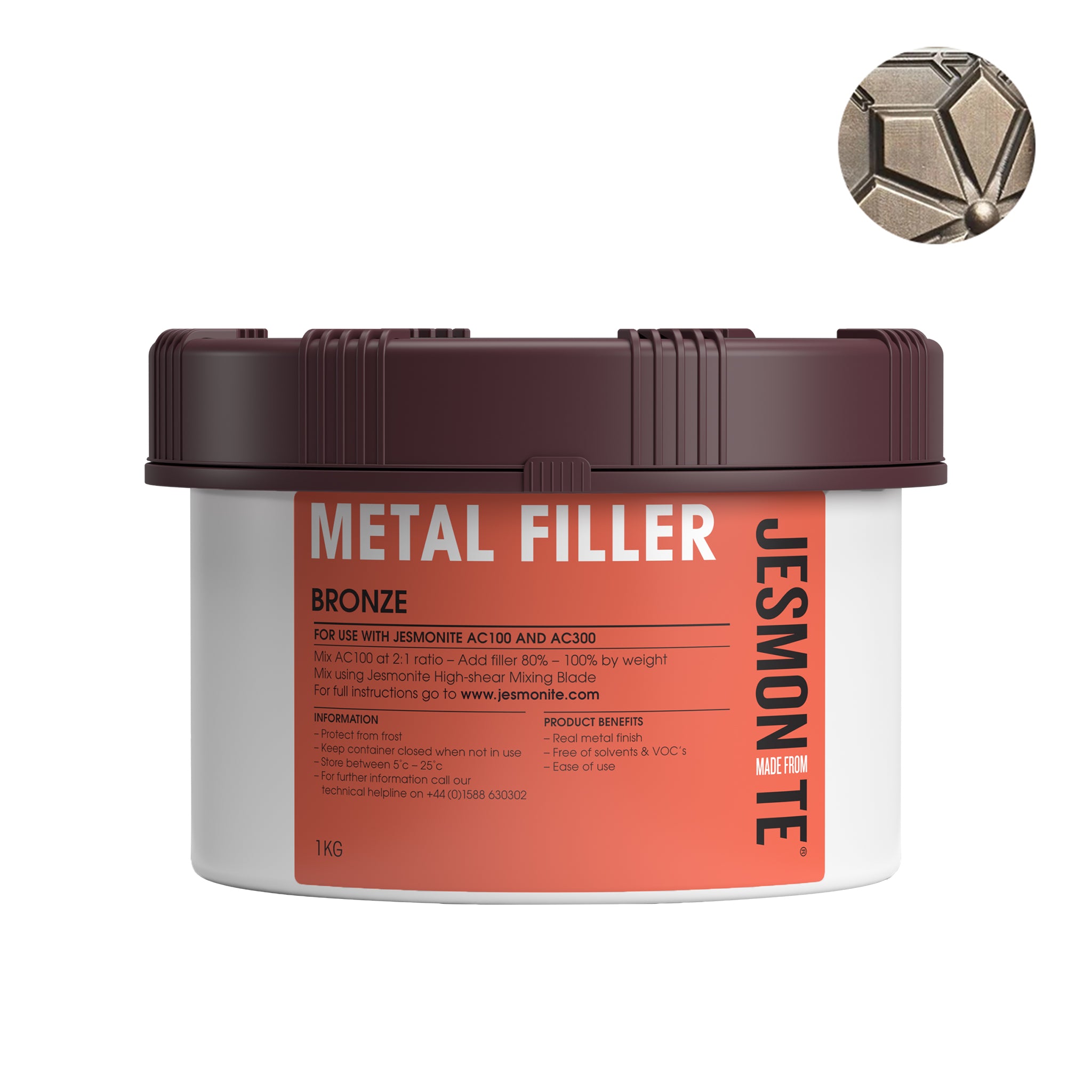 Woodberg - بودرة تأثير معدني لون برونزي ميتاليك 1كيلو - AC100 Bronze Metal Filler