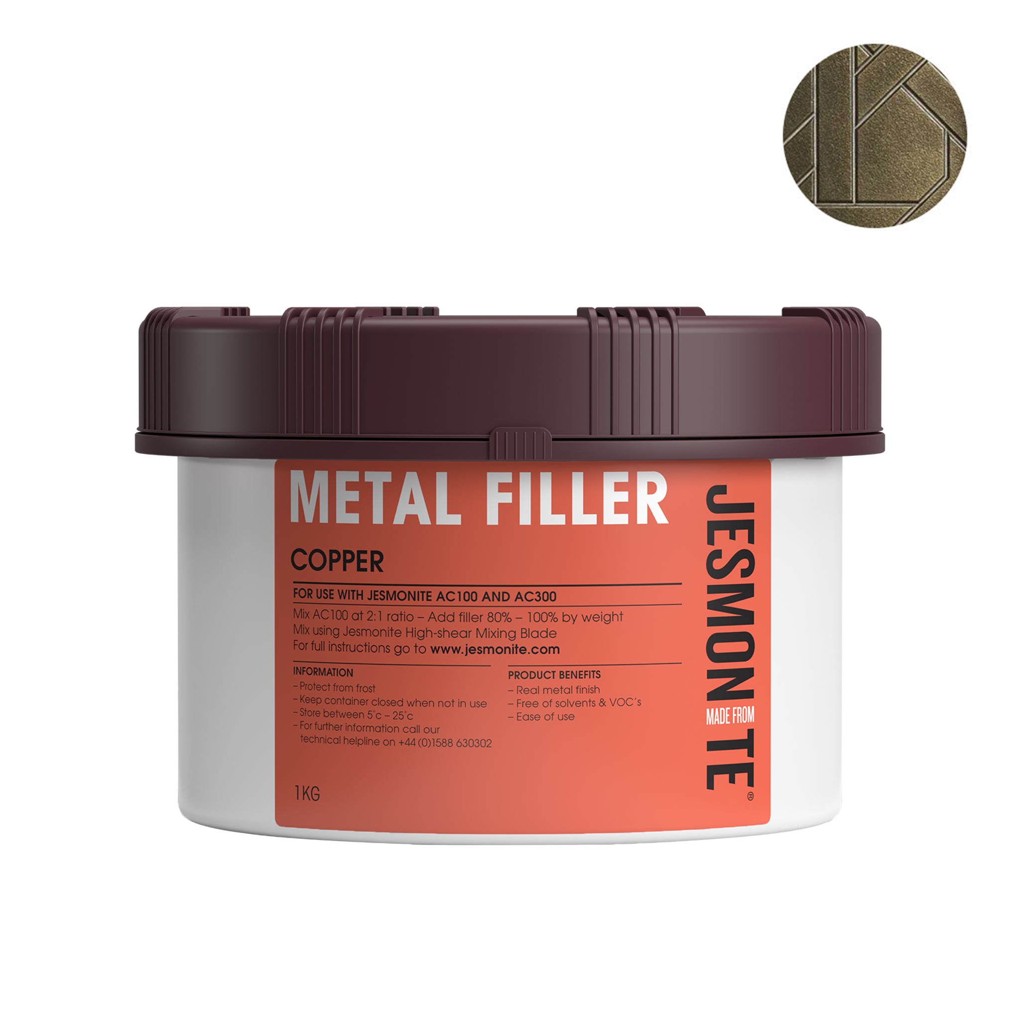 Woodberg - بودرة تأثير معدني لون نحاسي اصفر ميتاليك 1كيلو - AC100 Brass Metal Filler