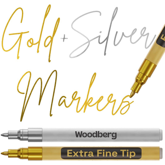 مجموعة توفيرية - أقلام تحديد ميتاليك شديدة اللمعان باللونين الذهبي و الفضي
