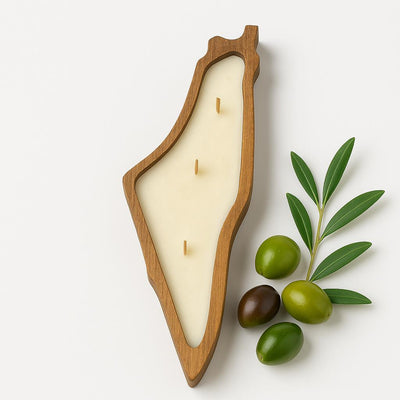 تسوّق وعاء خشب شكل خارطة فلسطين حجم كبير لصب الشمع (معزول)