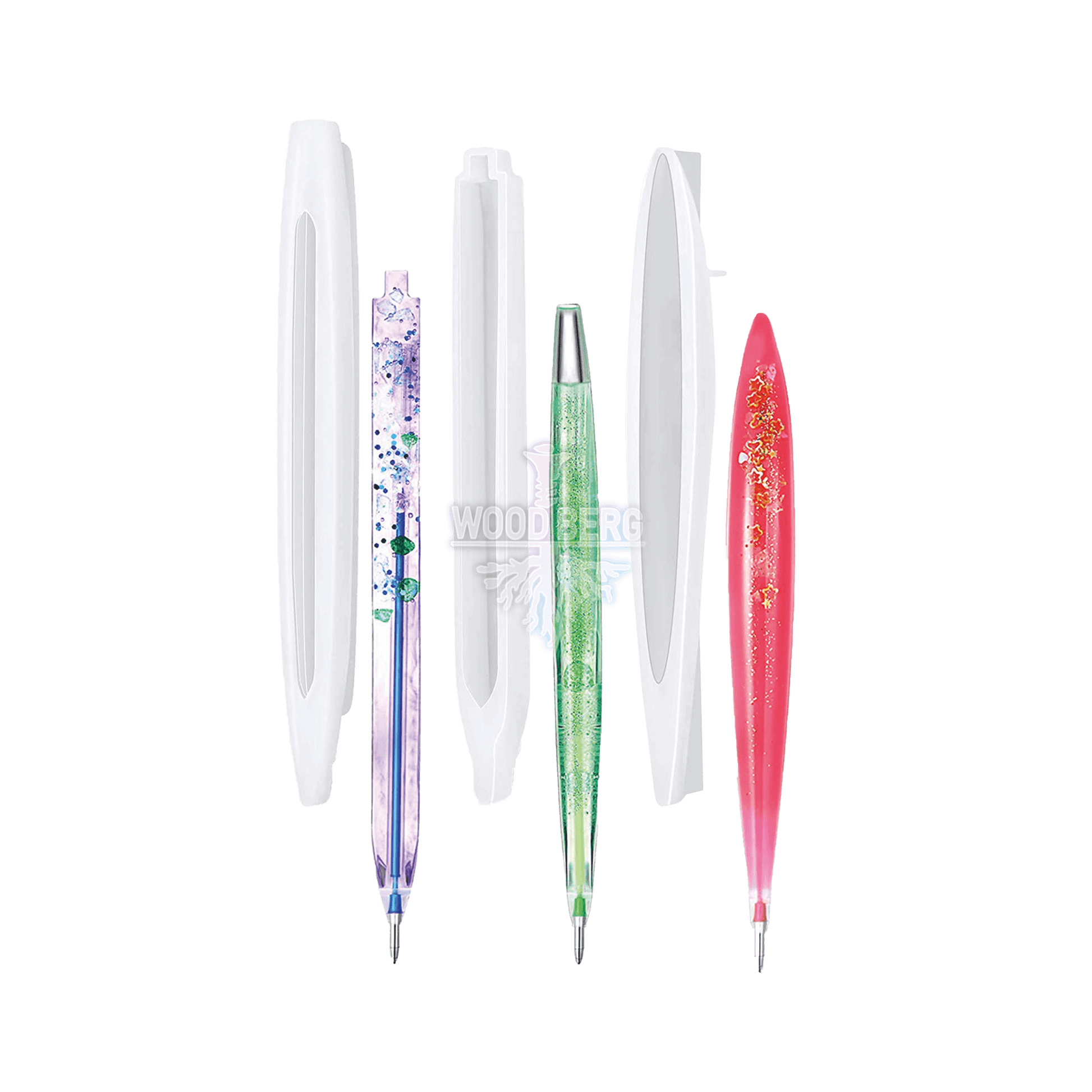 مجموعة 3 قطع قوالب سيليكون لصنع أقلام الحبر من الايبوكسي ريزن - Woodberg